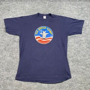 Vintage US Space Camp Huntsville Alabama T Shirt Navy‎ Single Stitch Jerzees L